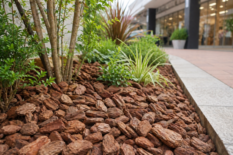 商業施設　ウッドチップ　園芸